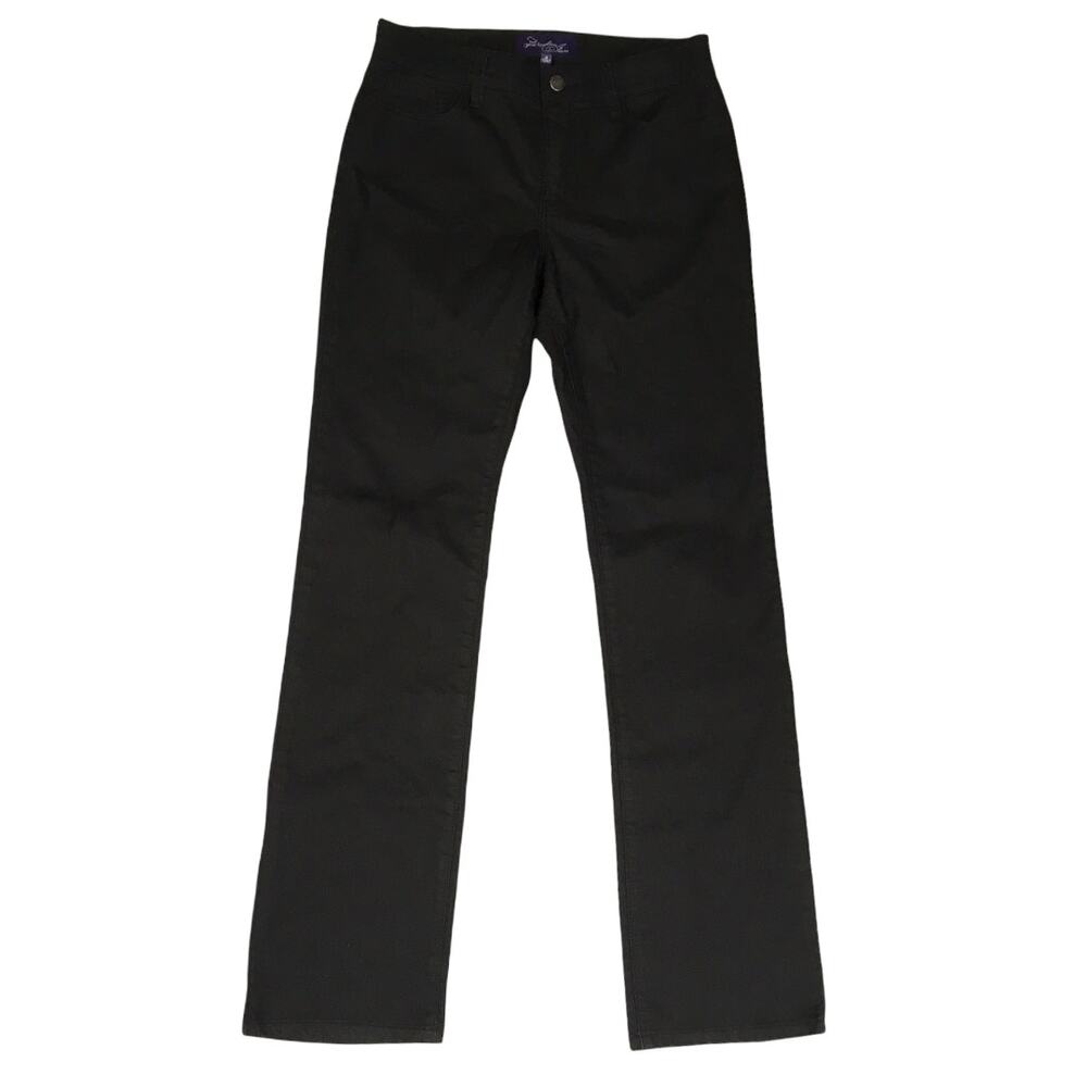 NYDJ Jeans Straight Leg Stretch Denim Black Casual Pants Women's 4 Jewel Pockets